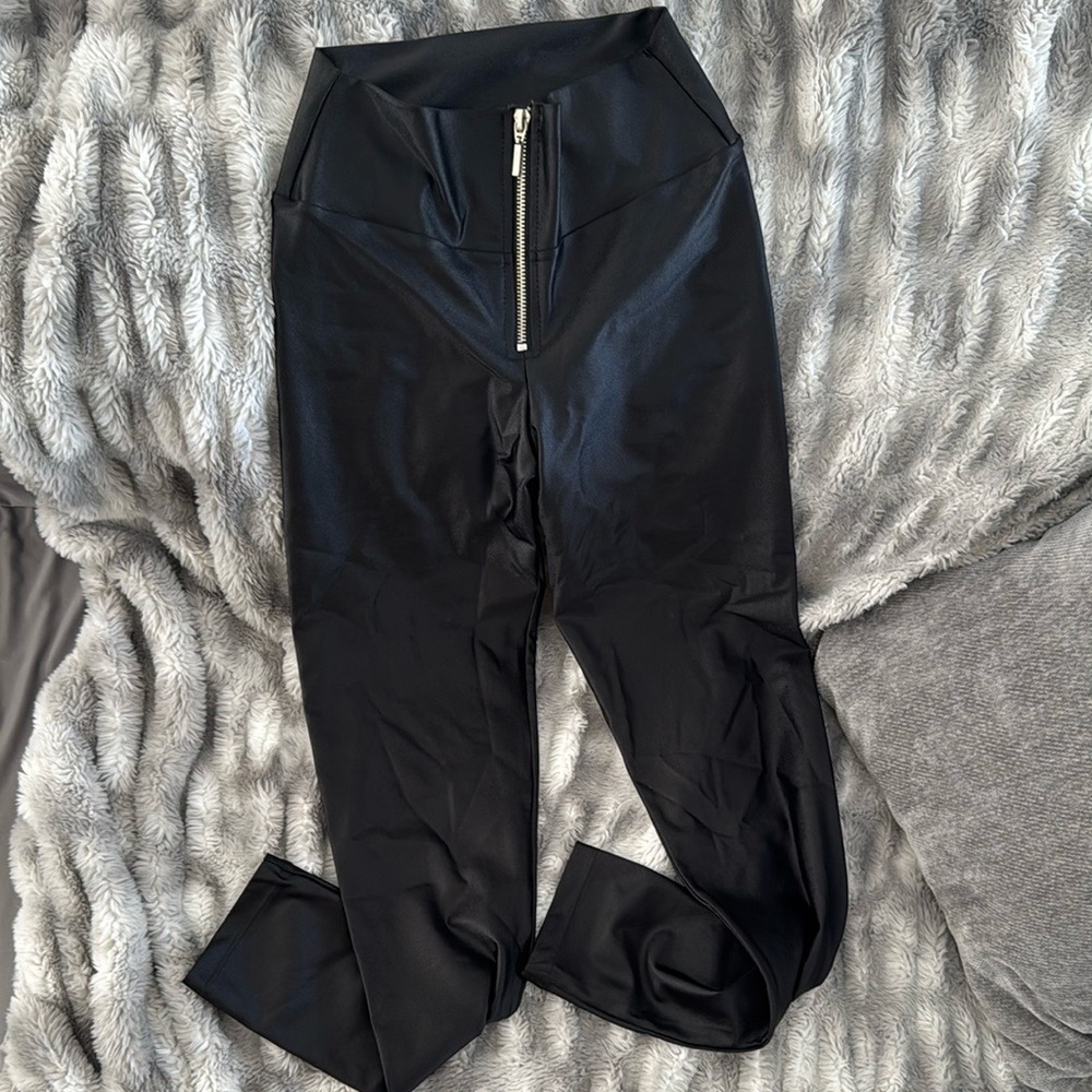 Black Leggings Pants with Front Zipper